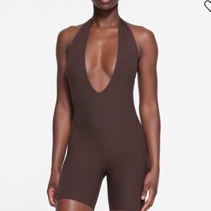 SOfT LOUNGE DEEP PLUNGE HALTER ONESIE